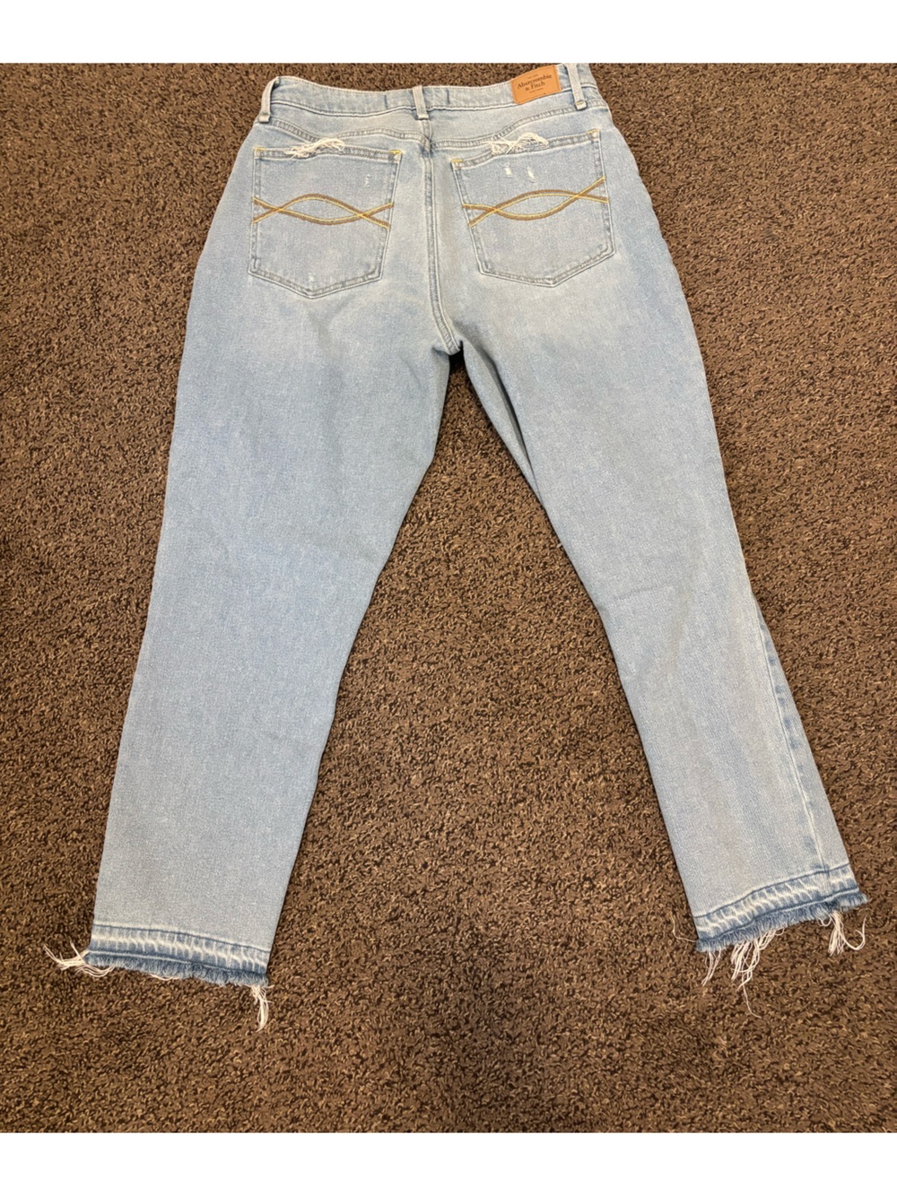 Abercrombie & Fitch Light Blue Straight Leg Jeans with Back Pocket Stitching